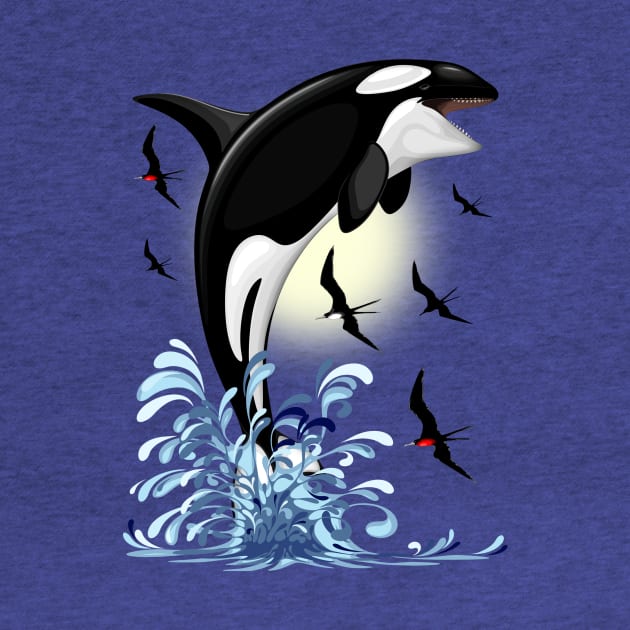 Orca Killer Whale jumping out of Ocean by BluedarkArt